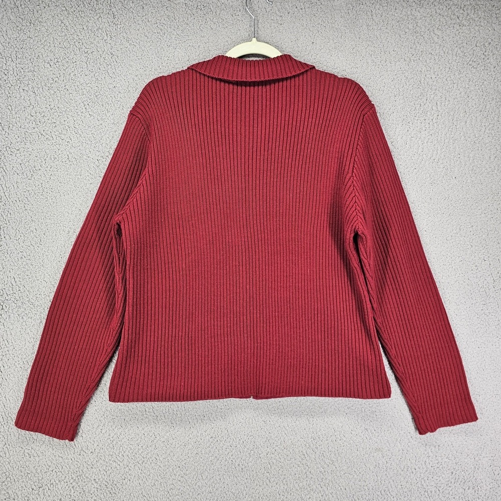 Orvis Jacket Womens XL Red Quilted Knit Wool Blend Full Zip Collared Sweater - Picture 7 of 10